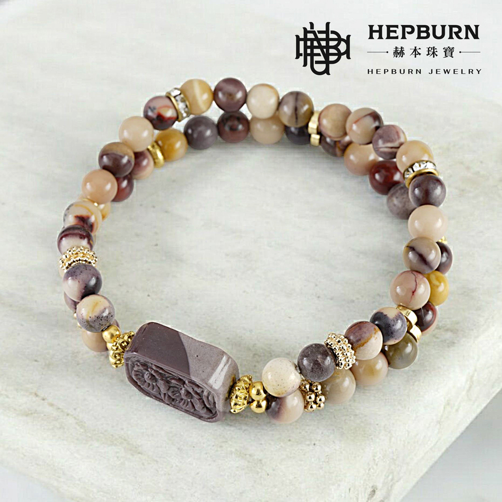 【赫本珠寶】設計款-梅花牌阿拉善雙圈手鍊,吉祥飾品,水晶手鍊,天然瑪瑙,時尚飾品,福氣手鍊