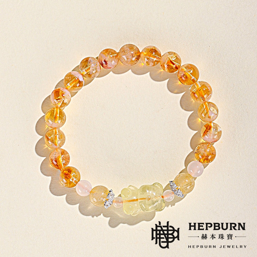 【赫本珠寶】設計款-黃塔晶黃水晶熊熊手鍊,能量手鍊,天然水晶,事業運,趣味飾品,守護手鍊