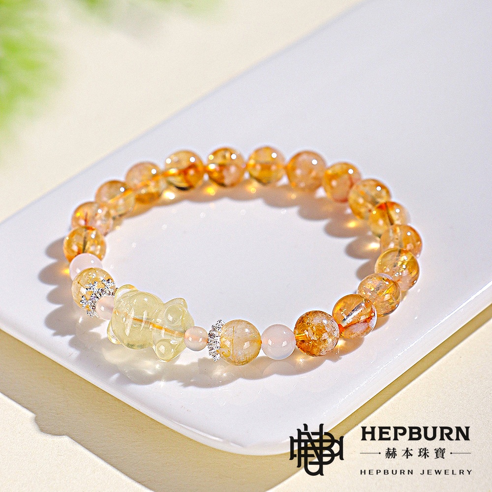 【赫本珠寶】設計款-黃塔晶黃水晶熊熊手鍊,能量手鍊,天然水晶,事業運,趣味飾品,守護手鍊
