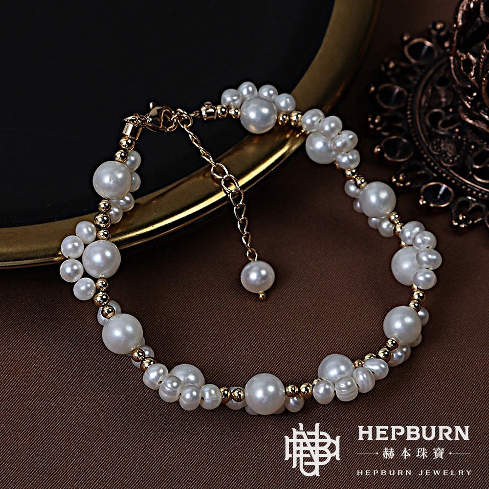 【赫本珠寶】設計款-萌喵小貓爪天然淡水珍珠手鍊,時尚手鍊,精緻配件,柔和光澤,靈動手鏈,優雅飾品