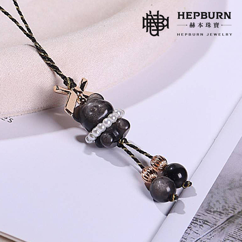 【赫本珠寶】設計款-銀曜石熊熊蝴蝶結手機吊飾,療癒能量,時尚吊飾,靈性飾品,可愛手機配件,招財防護