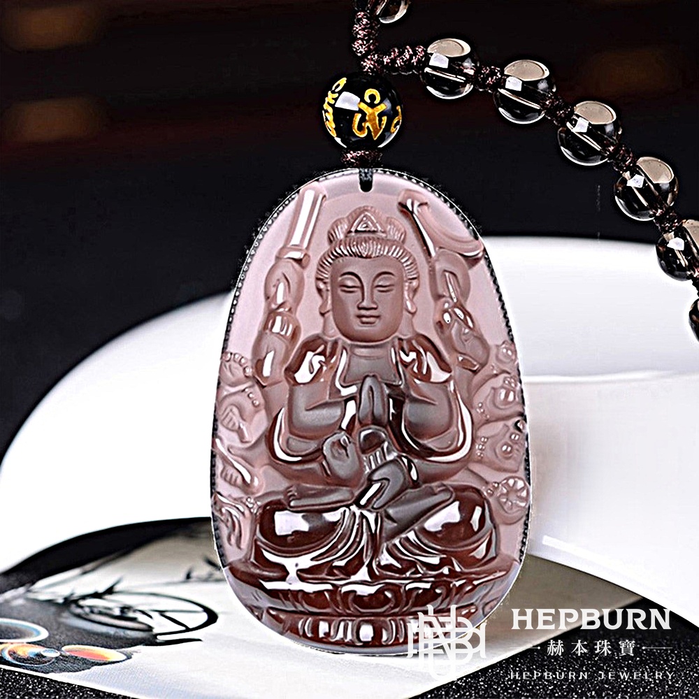 【赫本珠寶】冰透黑曜石十二生肖屬相守護神-八大守護神,QueenDom,能量淨化,天然冰曜石,招福避邪,本命佛