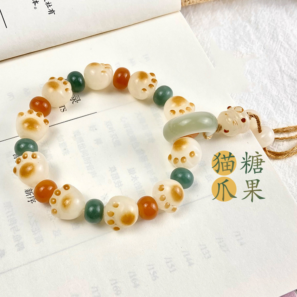 【赫本珠寶】糖果炭燒貓爪白菩提根手串,JFDZ14001,【赫本珠寶】糖果炭燒貓爪白菩提根手串,菩提硃砂,所有商品,赫本珠寶