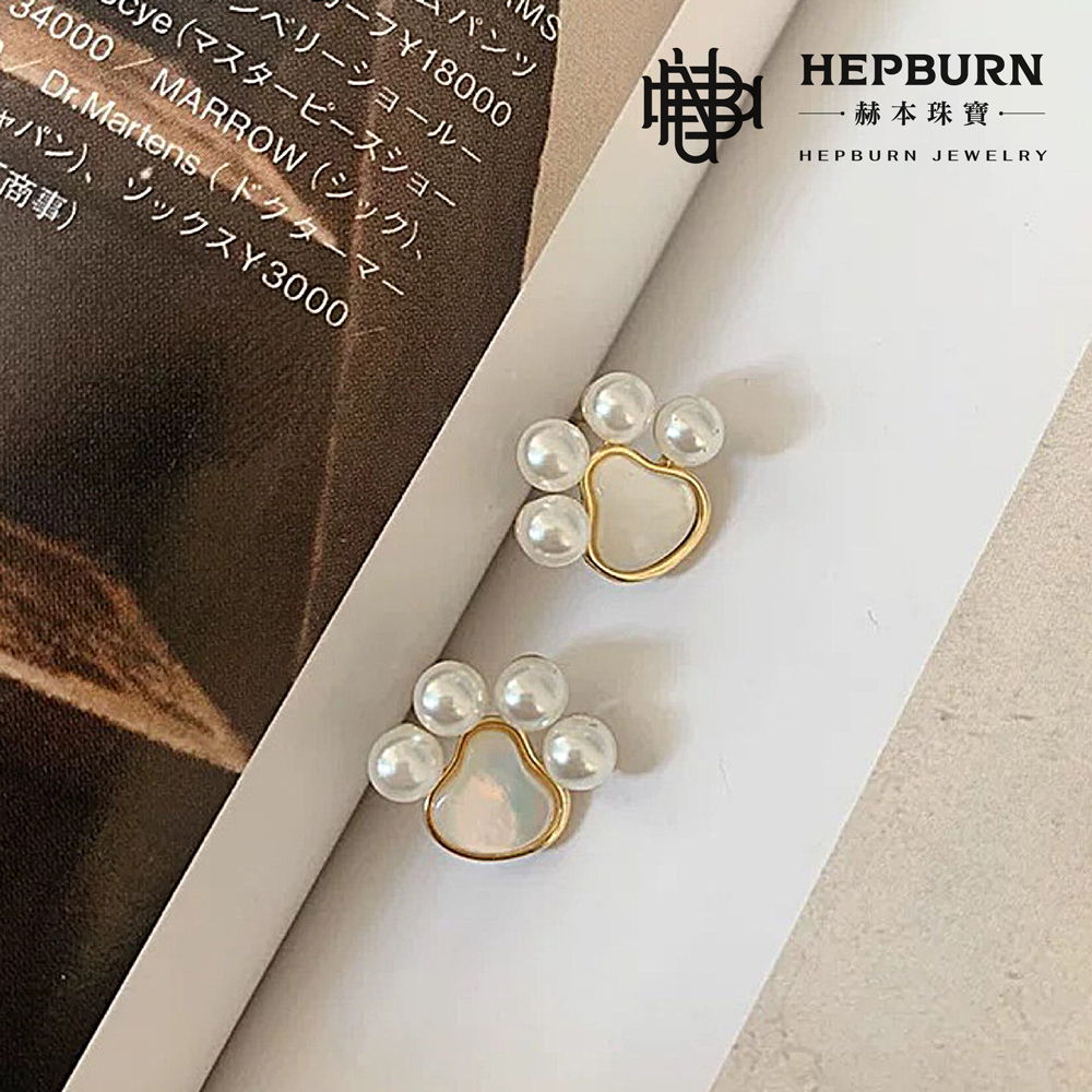 【赫本珠寶】設計款-貓系物語天然淡水珍珠(耳夾/耳環/耳勾),QueenDom,赫本珠寶,貓咪耳環,淡水珍珠,貓系飾品