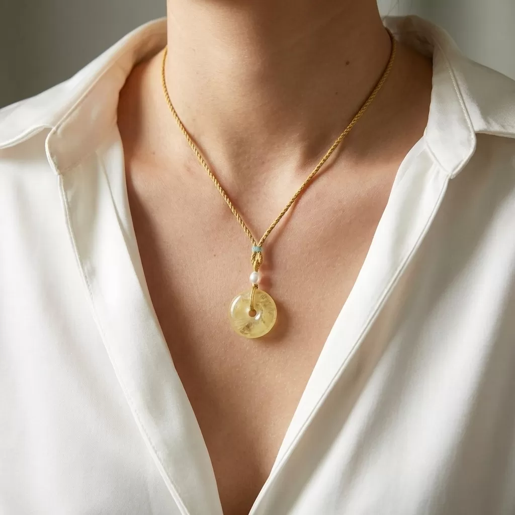 【赫本珠寶】正財守庫 · 黃水晶平安扣,圓滿平安,財富能量,開運掛墜,天然水晶,守財庫