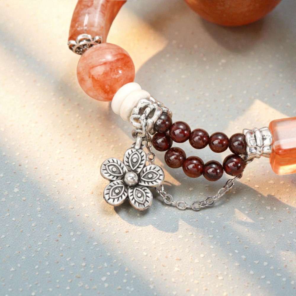 【赫本珠寶】設計款 - 紅膠椒花半鐲,質感設計,氣場守護,鴻運飾品,天然石珠寶,定氣能量