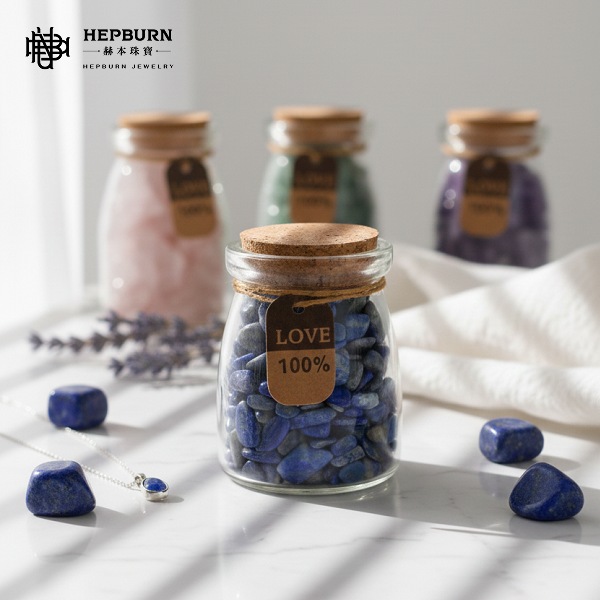 【赫本珠寶】靈願之許願瓶｜天然青金石碎石｜靜心穩定消磁石,守護項鍊,智慧之石,青金石吊墜,能量飾品,天然石項鍊