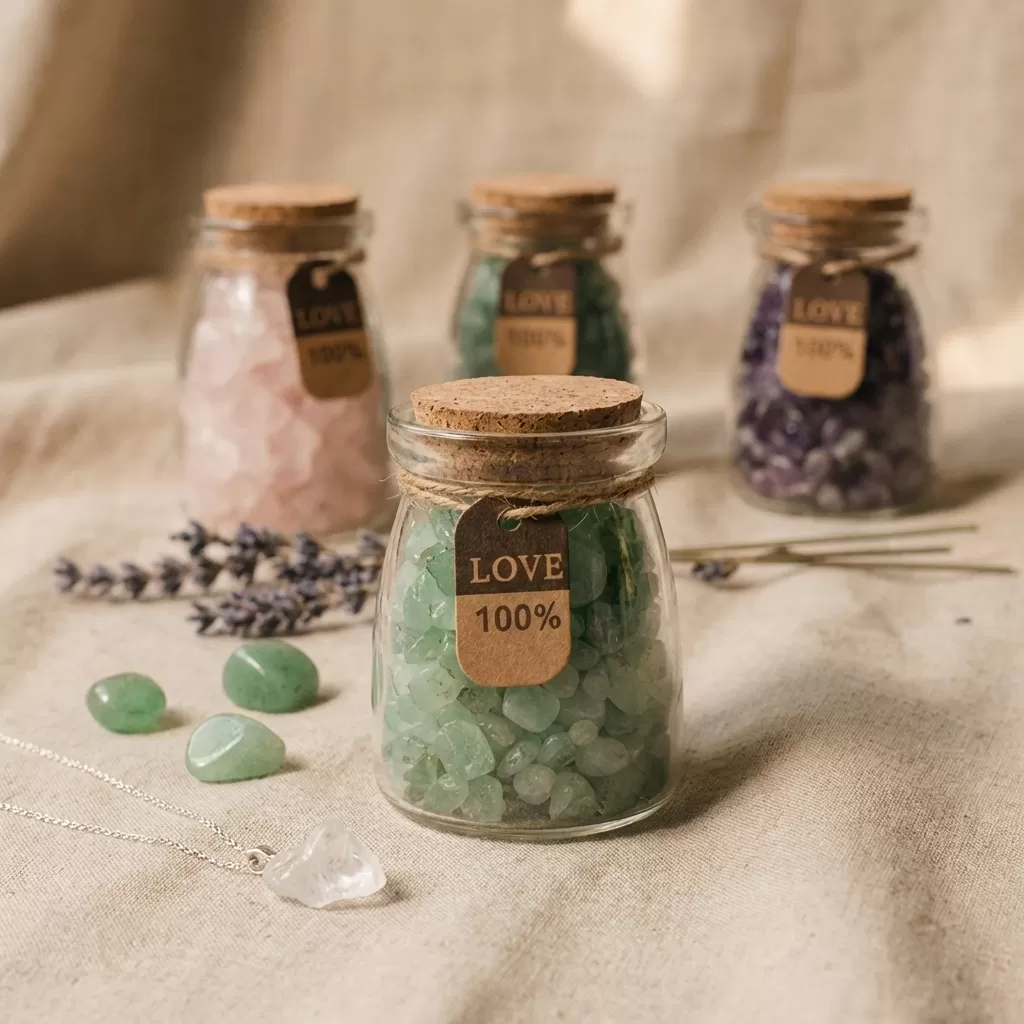 【赫本珠寶】靈願之許願瓶｜天然東陵玉碎石｜日常療癒消磁石,守護項鍊,舒緩壓力,招財石,東陵玉吊墜,能量飾品