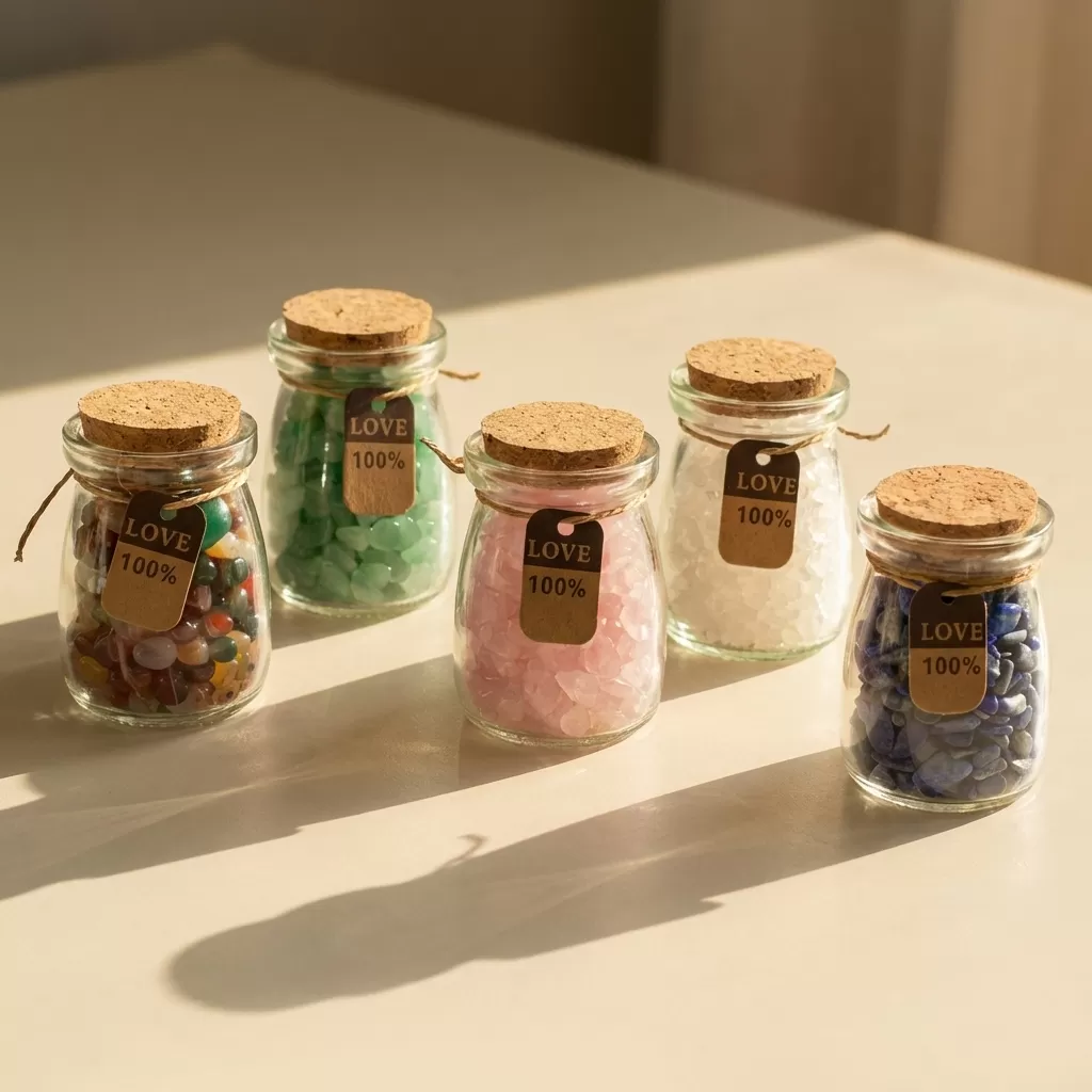 【赫本珠寶】靈願之許願瓶｜天然七彩瑪瑙碎石｜繽紛守護許願瓶,幸運項鍊,獨一無二,平安守護,瑪瑙吊墜,能量飾品