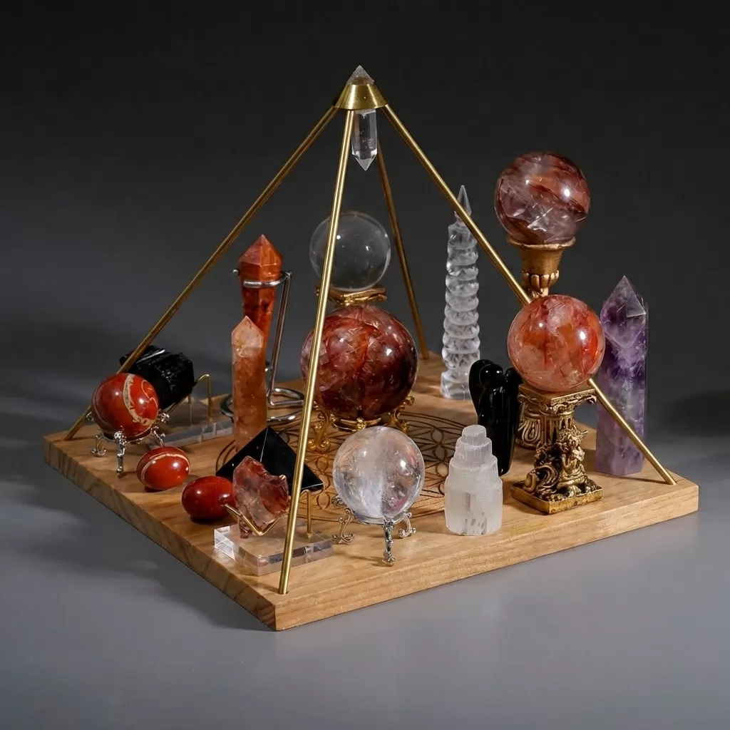 【赫本珠寶】沃格爾水晶金字塔擺件,能量黑科技,冥想工具,磁場穩定,天然水晶,風水擺飾