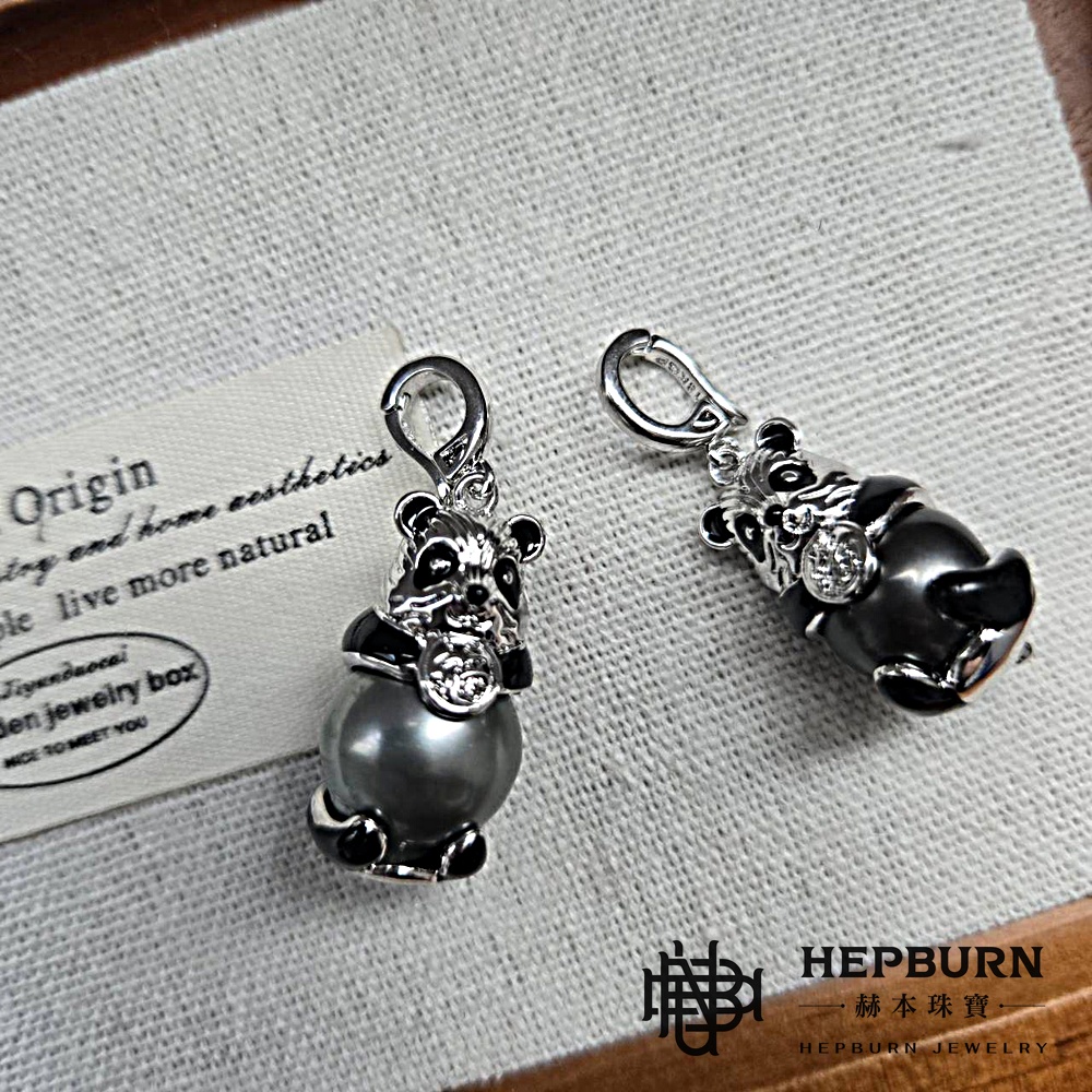 【赫本珠寶】設計款-天然大溪地海水熊貓黑珍珠吊墜,QueenDom,赫本珠寶,大溪地黑珍珠,熊貓吊墜,海水珍珠項鍊