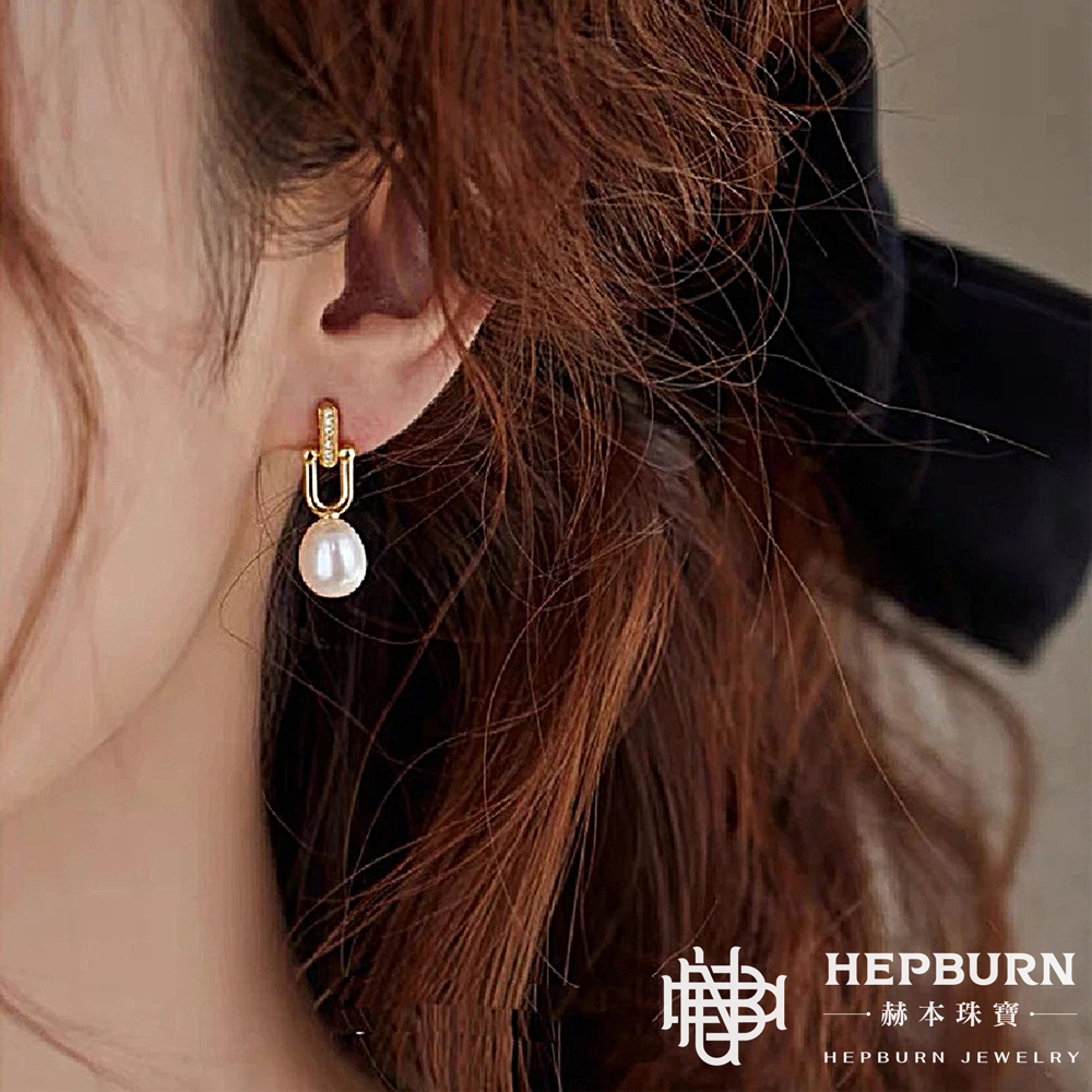【赫本珠寶】天然強光6A米粒淡水珍珠高級氛圍感耳環,優雅時尚,百搭飾品,氣質耳環,高級氛圍感,強光珍珠