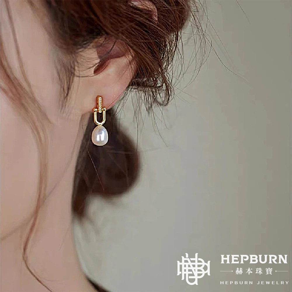 【赫本珠寶】天然強光6A米粒淡水珍珠高級氛圍感耳環,優雅時尚,百搭飾品,氣質耳環,高級氛圍感,強光珍珠