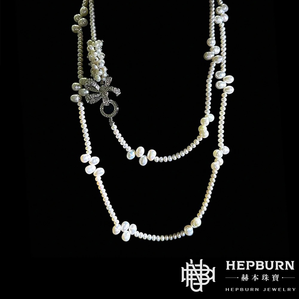 【赫本珠寶】天然淡水珍珠麥穗美人項鍊毛衣練(長1.2米),高貴氣質,優雅項鍊,百搭飾品,時尚珠寶,麥穗設計