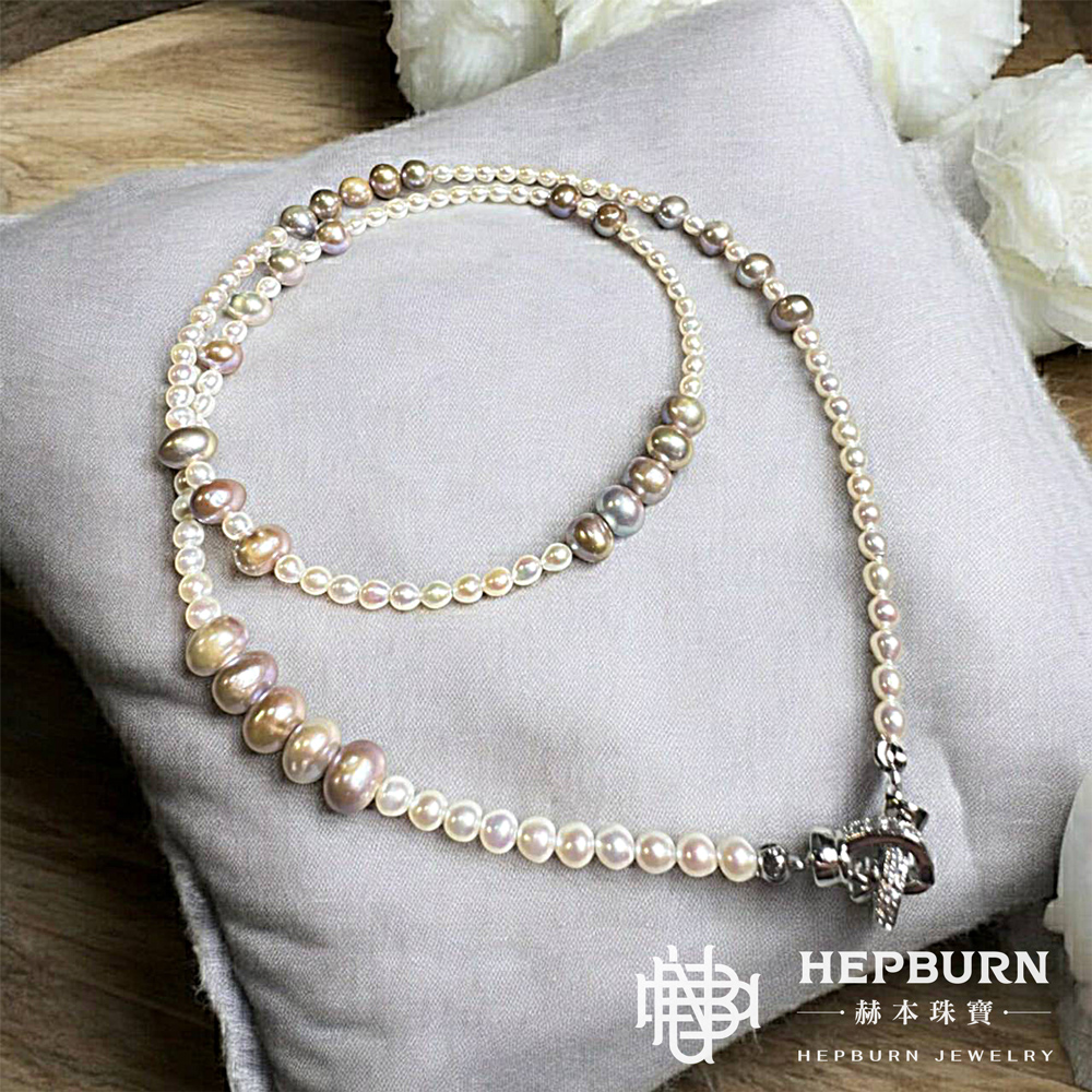 【赫本珠寶】紫五珠-無核珍珠項鍊毛衣鍊(長65cm),時尚搭配,優雅飾品,高貴珠寶,長鍊項鍊,五珠設計