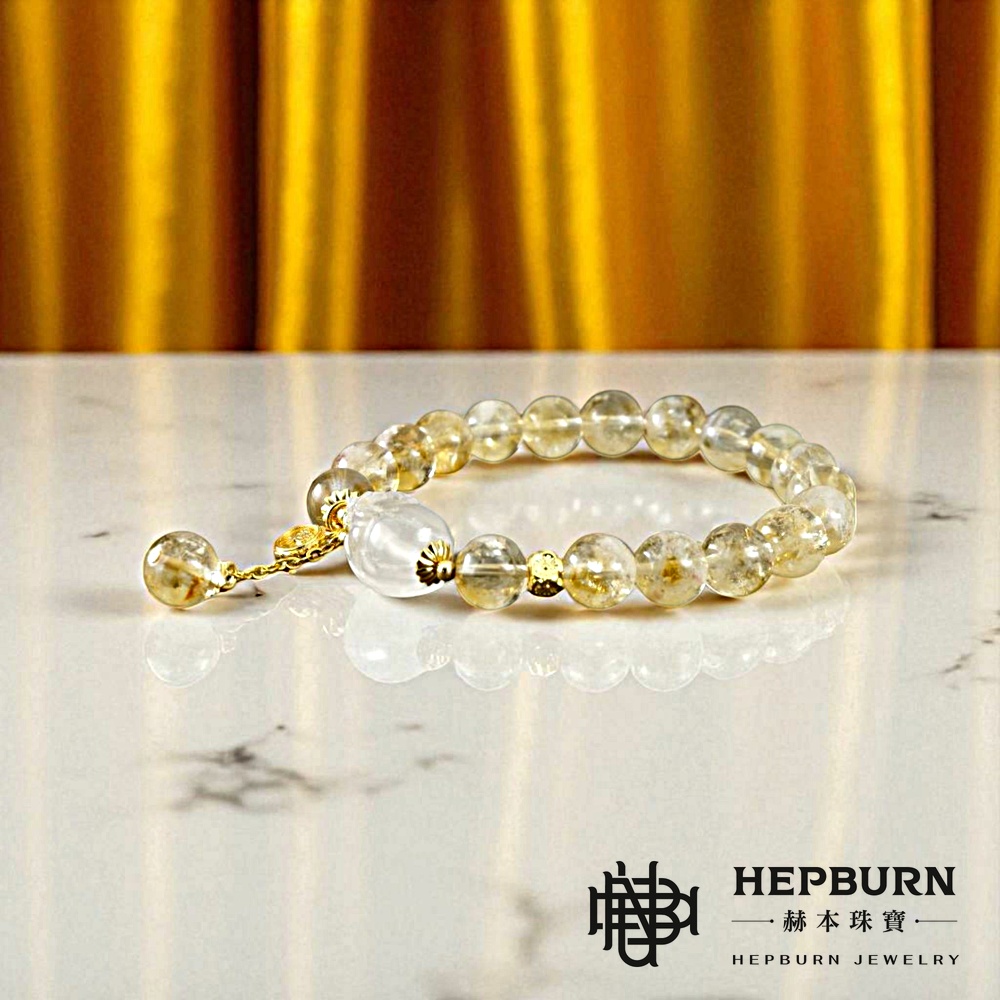【赫本珠寶】設計款-招財豼貅蜂蜜奶蓋黃塔晶手鍊,能量水晶,旺財飾品,避邪守護,事業運手鍊,招偏財