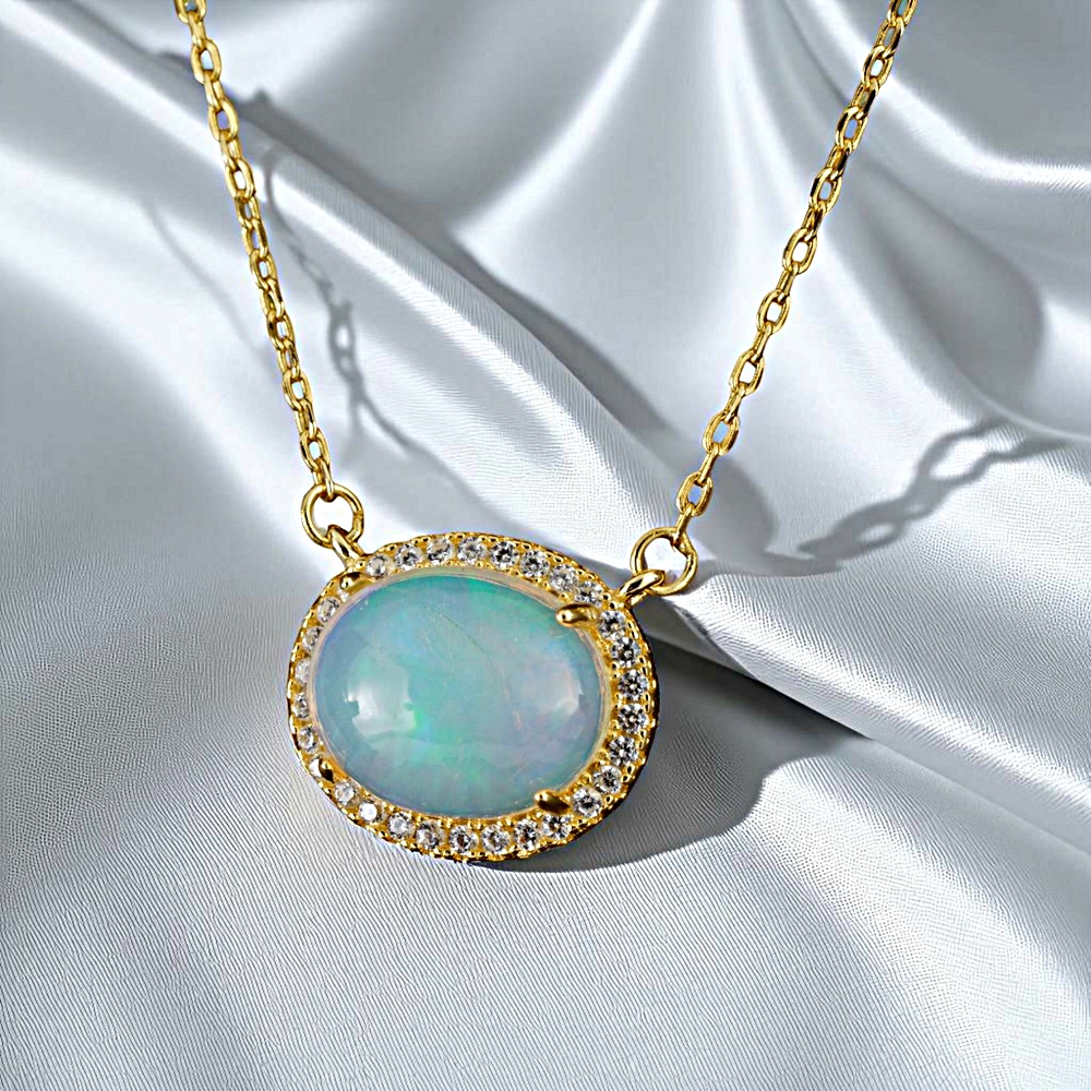 【赫本珠寶】設計款-璀璨之眼歐珀蛋白石項鍊,能量珠寶,愛情運,遊彩設計,護身能量,魅力人緣