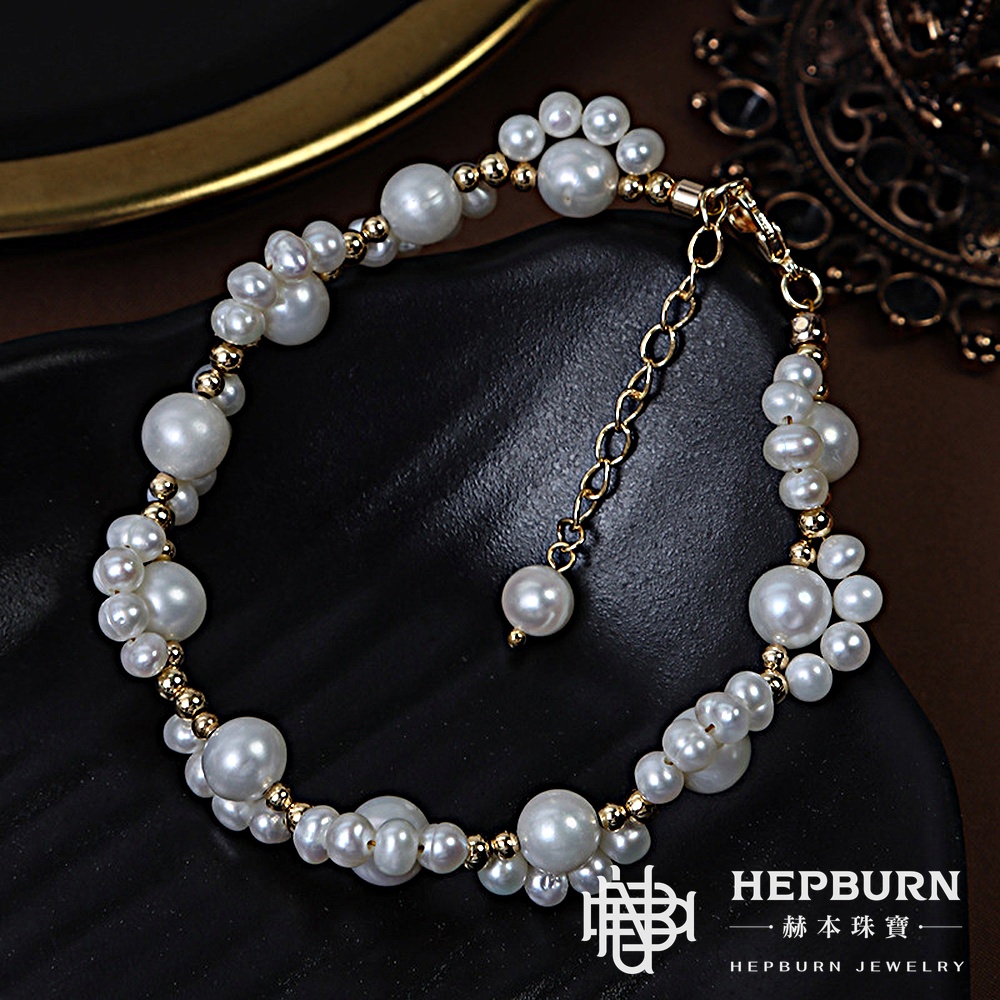 【赫本珠寶】設計款-萌喵小貓爪天然淡水珍珠手鍊,時尚手鍊,精緻配件,柔和光澤,靈動手鏈,優雅飾品