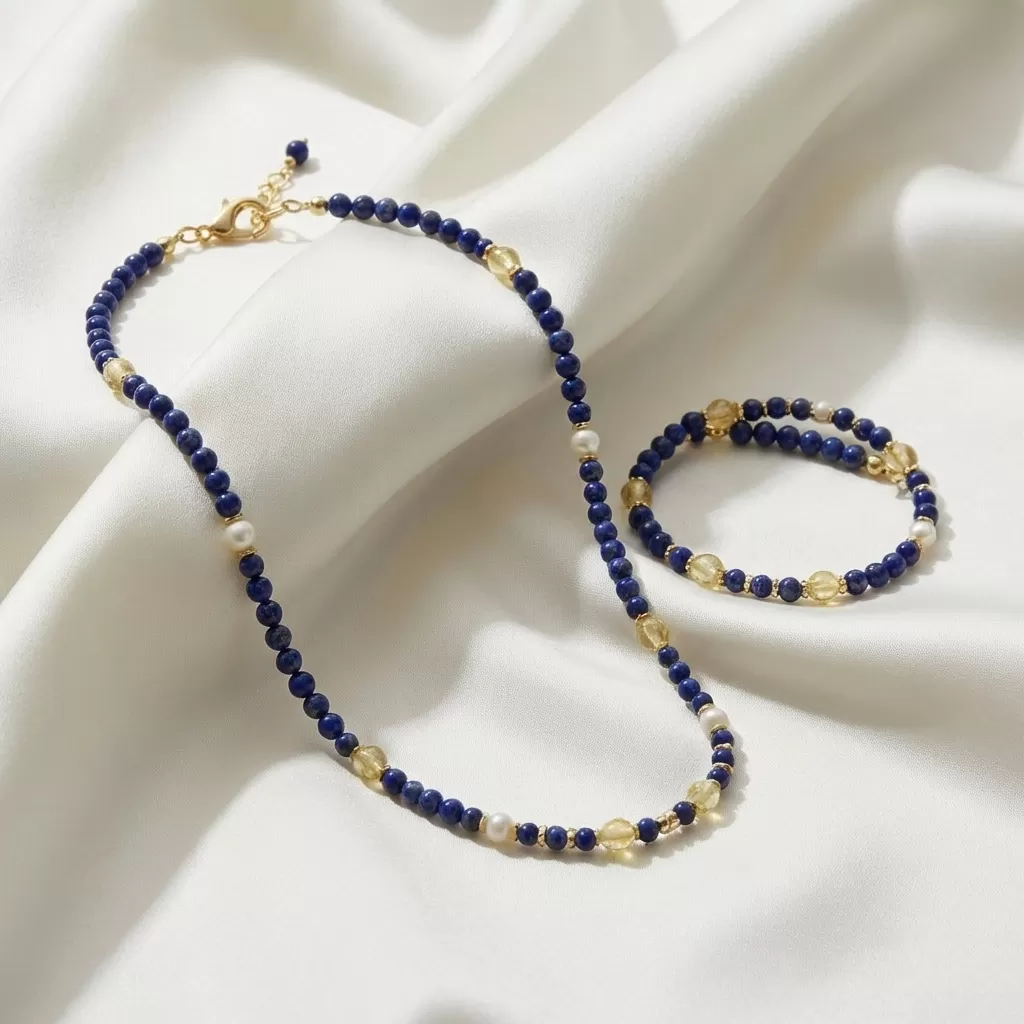 【赫本珠寶】低調奢華・青金石套組(手環項鏈),：QueenDom,赫本珠寶,翡翠項鍊,珍珠毛衣鍊,淡水珍珠