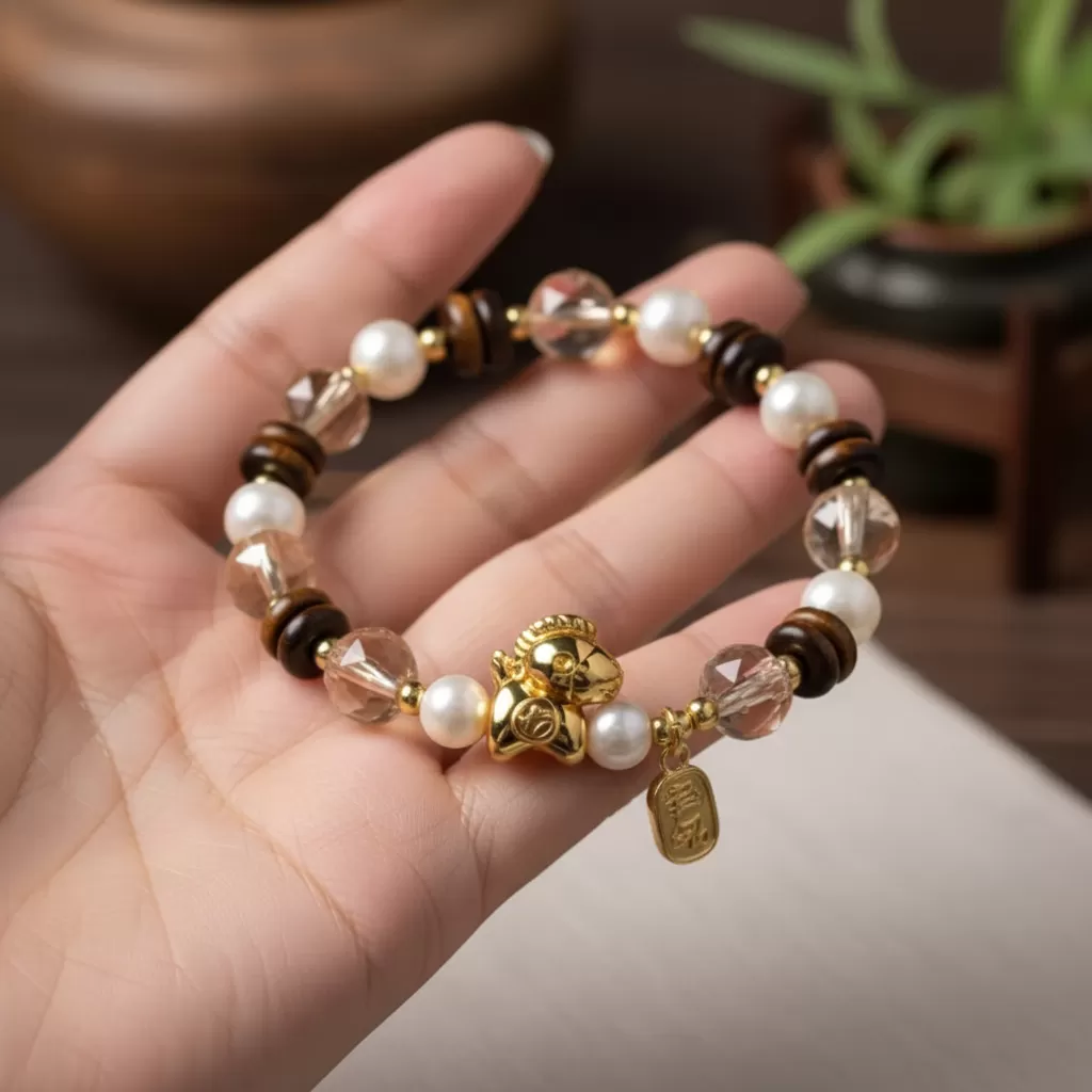 【赫本珠寶】設計款 - 馬上有錢 · 虎眼石珍珠行動招財手鍊,創意珠寶,時尚開運,財運提升,設計款手鍊,行動招財