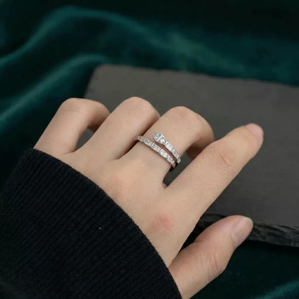 【赫本珠寶】S925純銀簡約蛇形鑲嵌活口戒指,守護能量,時髦戒指,個性穿搭,抗敏銀飾,靈蛇飾品