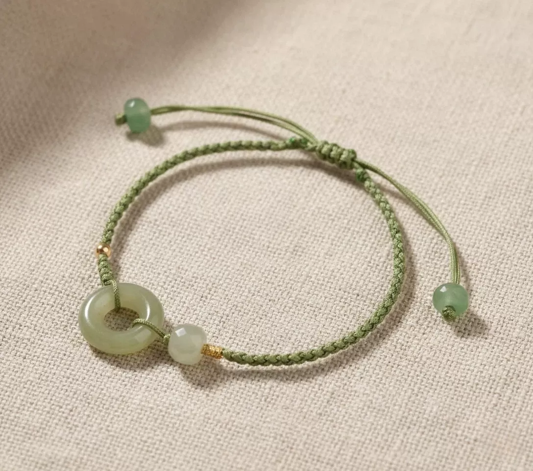 【赫本珠寶】和田玉平安扣復古繩國風手鍊,金髮晶,貔貅手鍊,招財水晶,曜金啟富,7mm手鍊