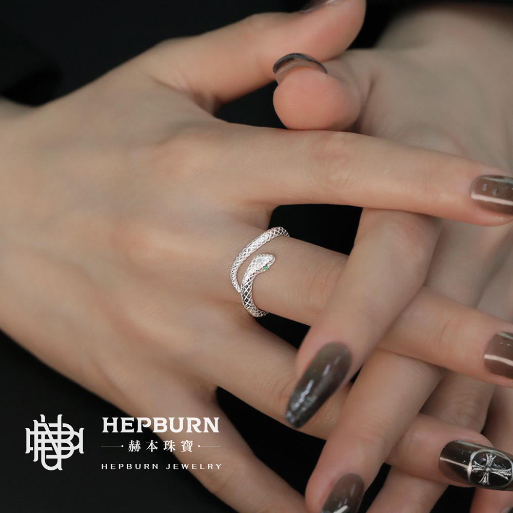 【赫本珠寶】S999足銀小靈銀蛇開口戒指,G023,【赫本珠寶】S999足銀小靈銀蛇開口戒指,S999足銀,個性尾戒,開口可調