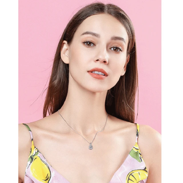 【赫本珠寶】鏡面拋光《真露美鑽墜石》（純銀電鍍 精細打磨 玫瑰金 S925 鎖骨 項鏈 莫桑鑽 ),QueenDom,鎖骨項鏈,精細打磨,鏡面拋光,莫桑鑽