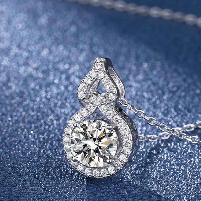 【赫本珠寶】S925閃耀葫蘆莫桑鑽項鏈（1克拉）,D044,【赫本珠寶】S925閃耀葫蘆莫桑鑽項鏈（1克拉）,S925純銀項鏈,所有商品,赫本珠寶