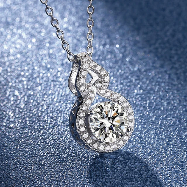 【赫本珠寶】S925閃耀葫蘆莫桑鑽項鏈（1克拉）,D044,【赫本珠寶】S925閃耀葫蘆莫桑鑽項鏈（1克拉）,S925純銀項鏈,所有商品,赫本珠寶
