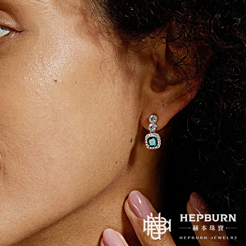 【赫本珠寶】培育祖母綠復古高貴耳環(S925銀),幸福禮物,氣質珠寶,送禮首選,典雅飾品,S925銀