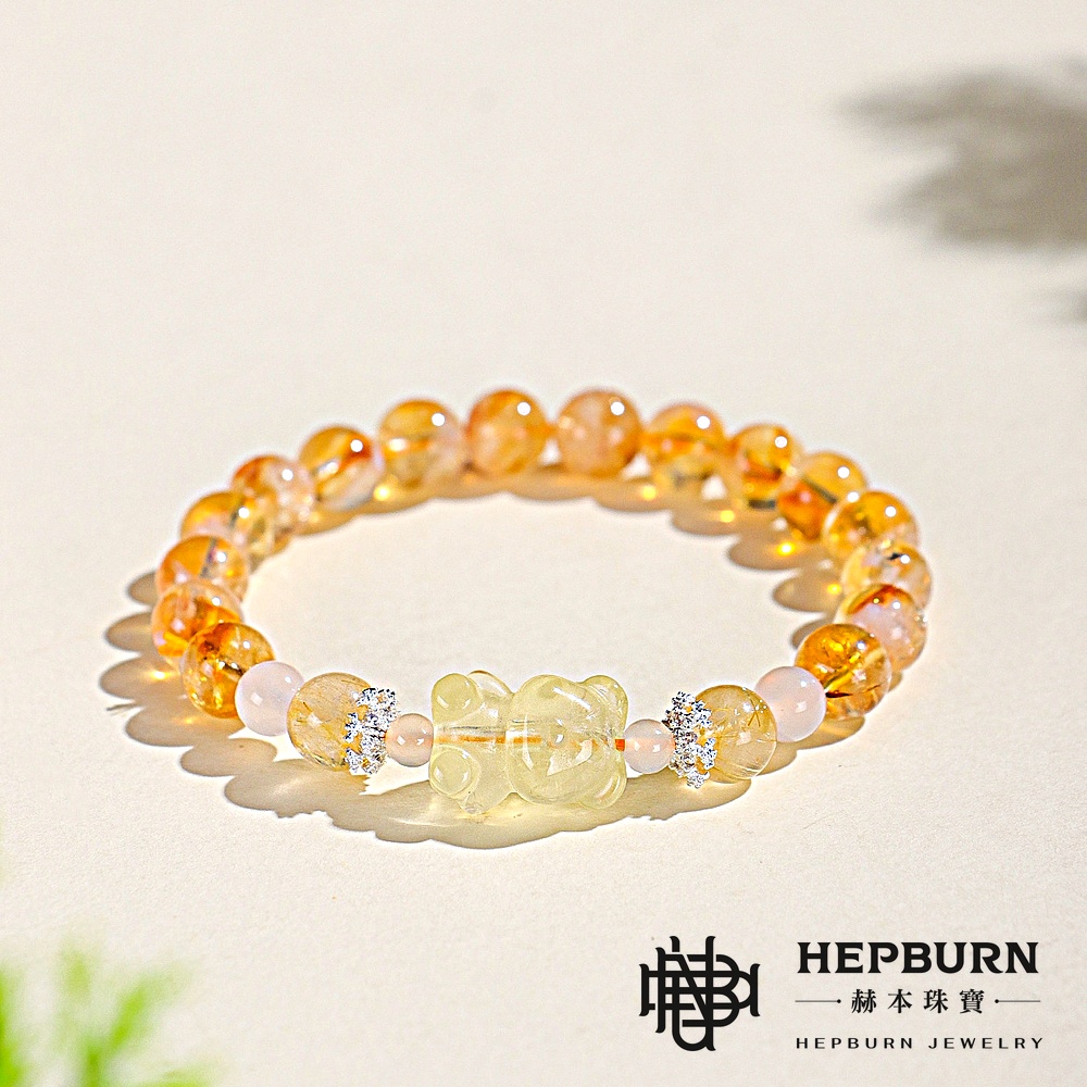 【赫本珠寶】設計款-黃塔晶黃水晶熊熊手鍊,能量手鍊,天然水晶,事業運,趣味飾品,守護手鍊