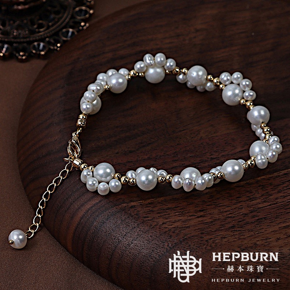 【赫本珠寶】設計款-萌喵小貓爪天然淡水珍珠手鍊,時尚手鍊,精緻配件,柔和光澤,靈動手鏈,優雅飾品