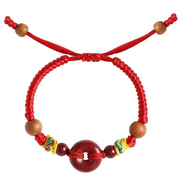 【赫本珠寶】硃砂平安扣紅繩手鍊｜桃木點綴・手工編繩,傳統美學,守護平安,化解太歲,避邪開運,手工編繩