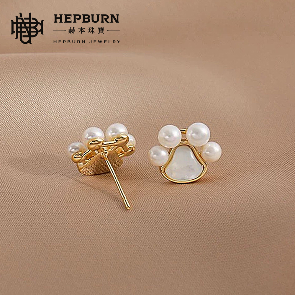 【赫本珠寶】設計款-貓系物語天然淡水珍珠(耳夾/耳環/耳勾),QueenDom,赫本珠寶,貓咪耳環,淡水珍珠,貓系飾品