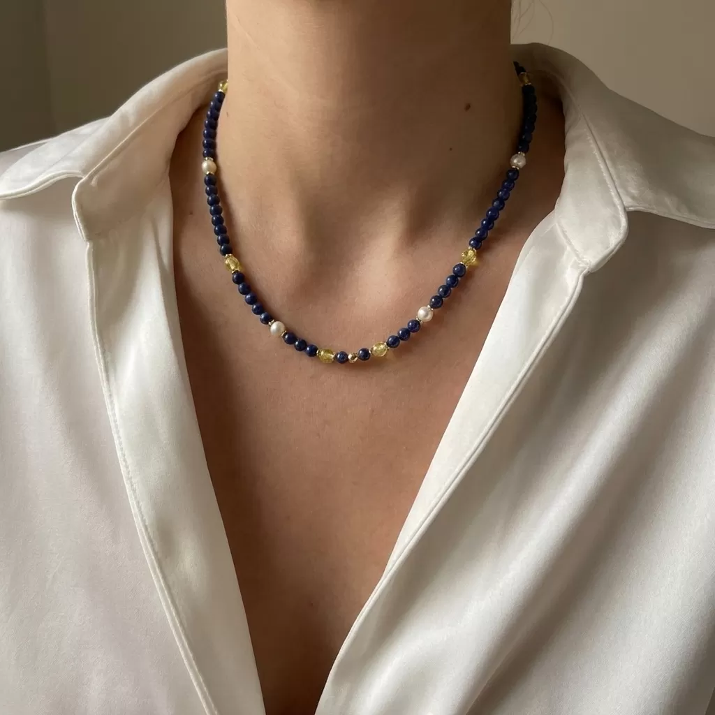 【赫本珠寶】低調奢華・青金石套組(手環項鏈),：QueenDom,赫本珠寶,翡翠項鍊,珍珠毛衣鍊,淡水珍珠