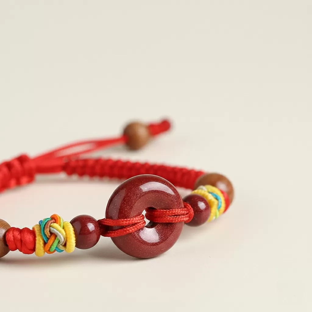 【赫本珠寶】硃砂平安扣紅繩手鍊｜桃木點綴・手工編繩,傳統美學,守護平安,化解太歲,避邪開運,手工編繩