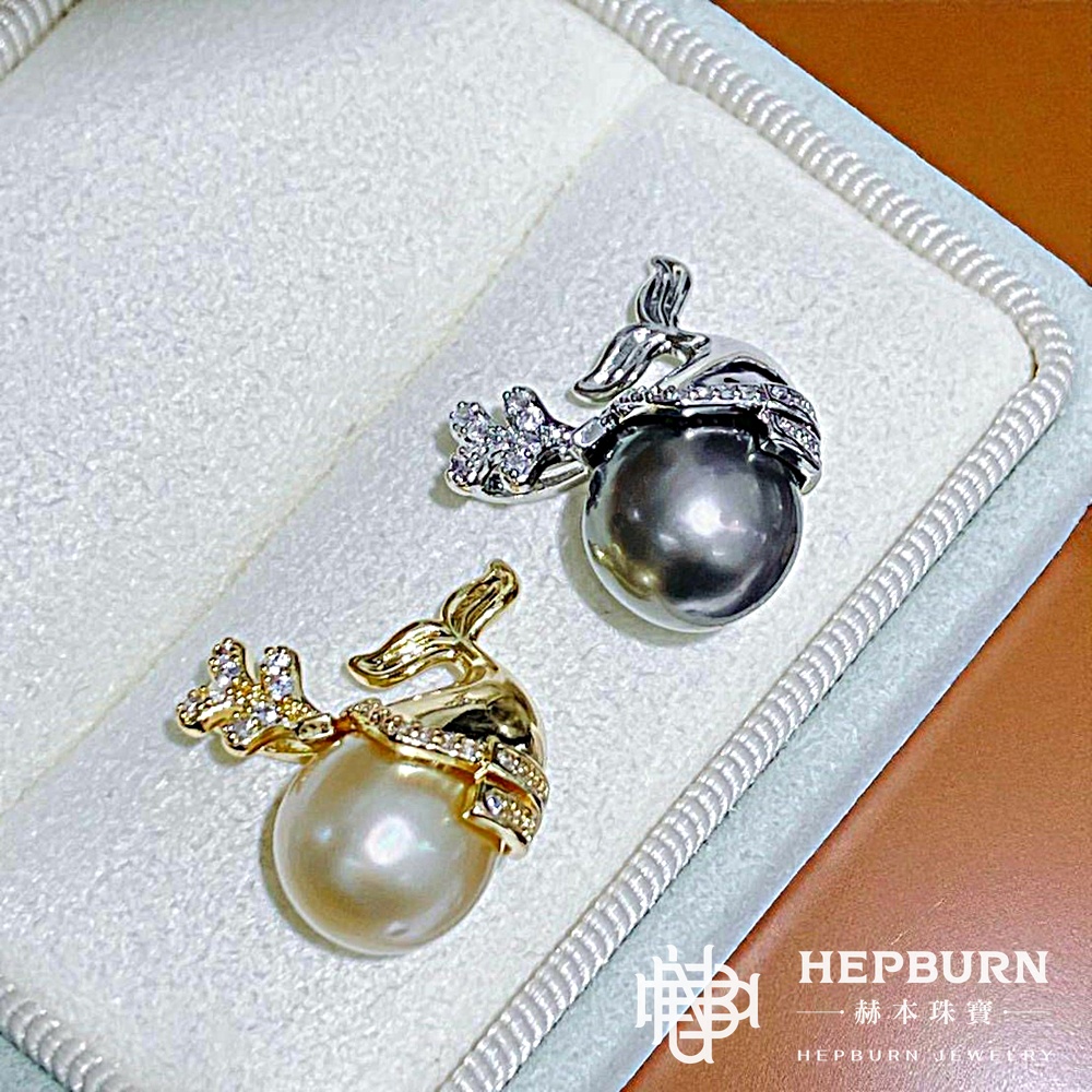 【赫本珠寶】設計款-天然大溪地海水黑珍珠鯨魚吊墜,QueenDom,赫本珠寶,大溪地黑珍珠,海水珍珠吊墜,鯨魚飾品