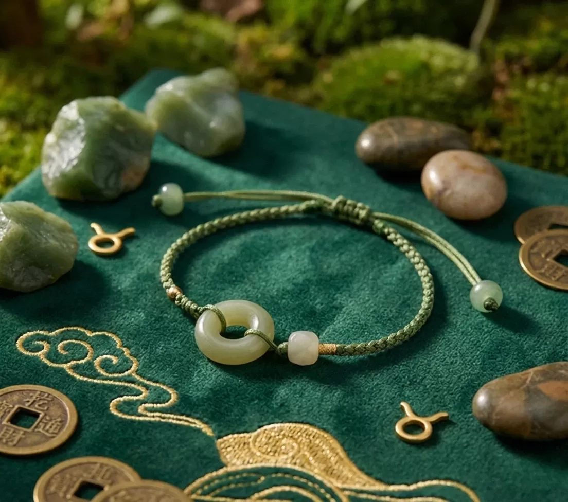 【赫本珠寶】和田玉平安扣復古繩國風手鍊,金髮晶,貔貅手鍊,招財水晶,曜金啟富,7mm手鍊