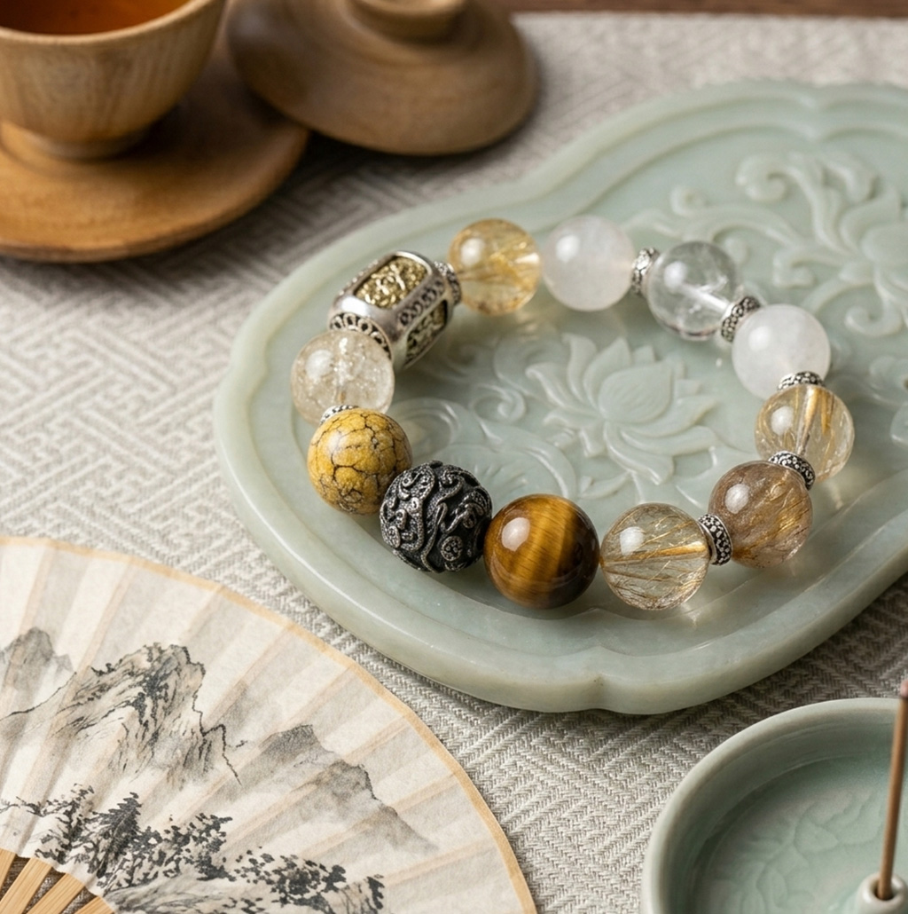 【赫本珠寶】五行啟運系列 · 無量金土五行手串 | 金守財｜土成庫｜先守後進 | 男女款,QueenDom,赫本珠寶,五行手串,木水五行,五行補運