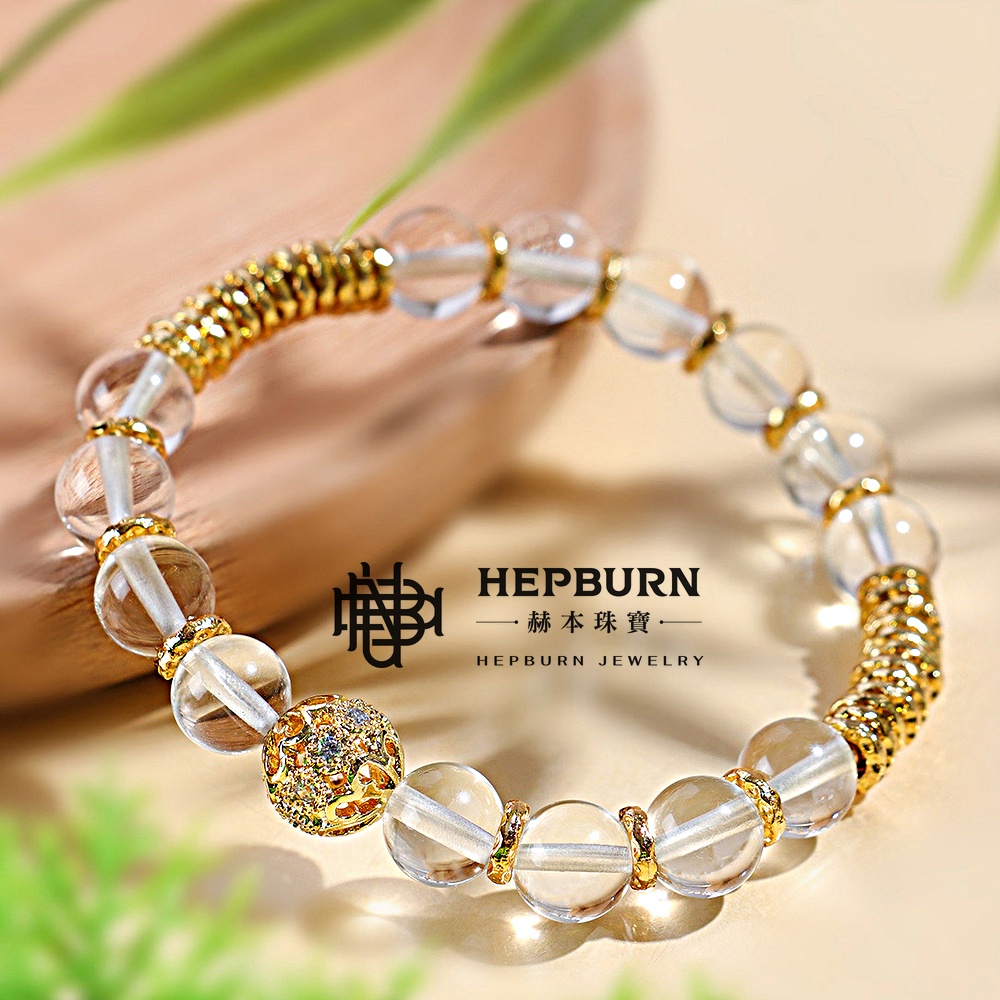 【赫本珠寶】設計款-神燈精靈異域風白水晶手鍊,心靈平靜,異域風設計,能量守護,水晶之王,冥想手鍊