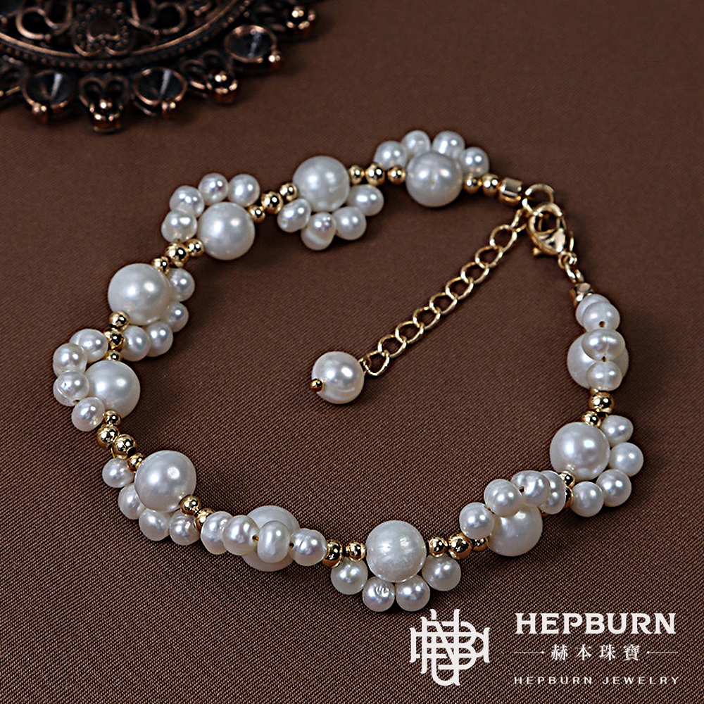 【赫本珠寶】設計款-萌喵小貓爪天然淡水珍珠手鍊,時尚手鍊,精緻配件,柔和光澤,靈動手鏈,優雅飾品