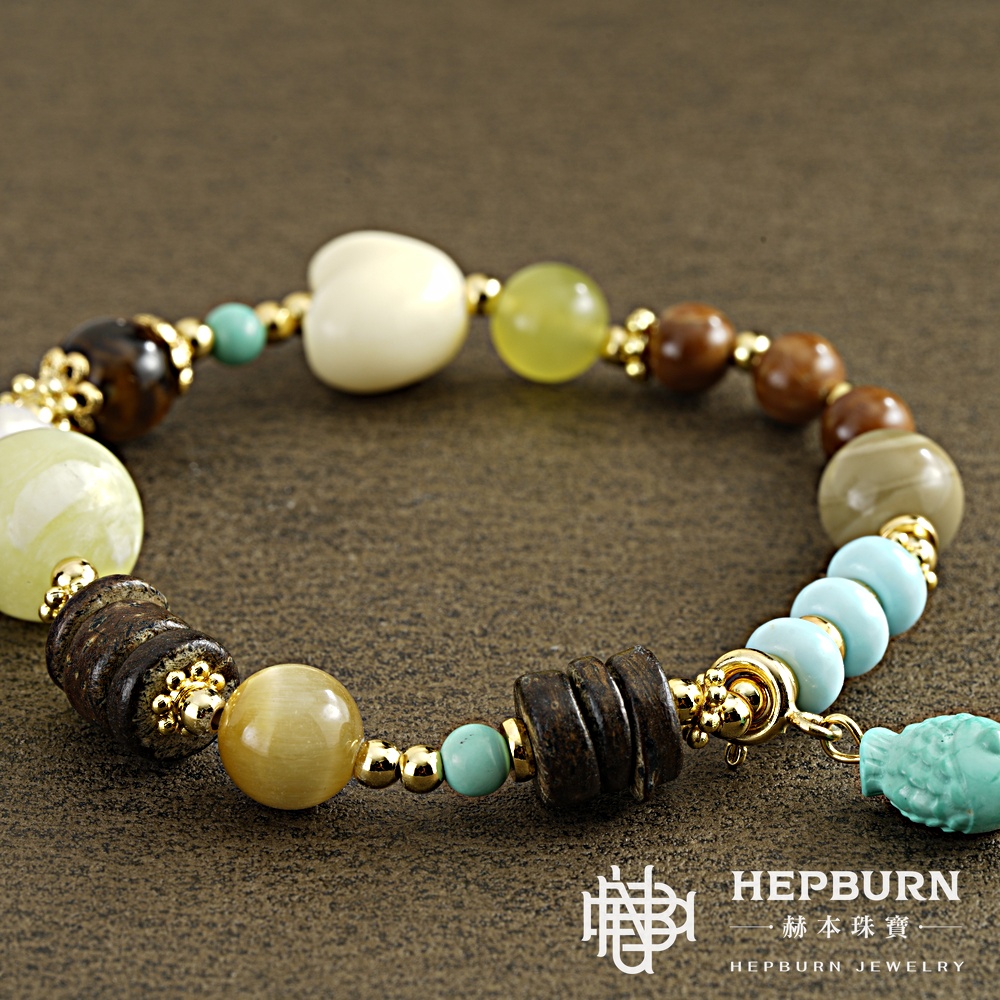 【赫本珠寶】青提庫克愛心小青魚沉香手鍊,個性手鏈,能量手鍊,療癒飾品,招財聚氣,理氣養生