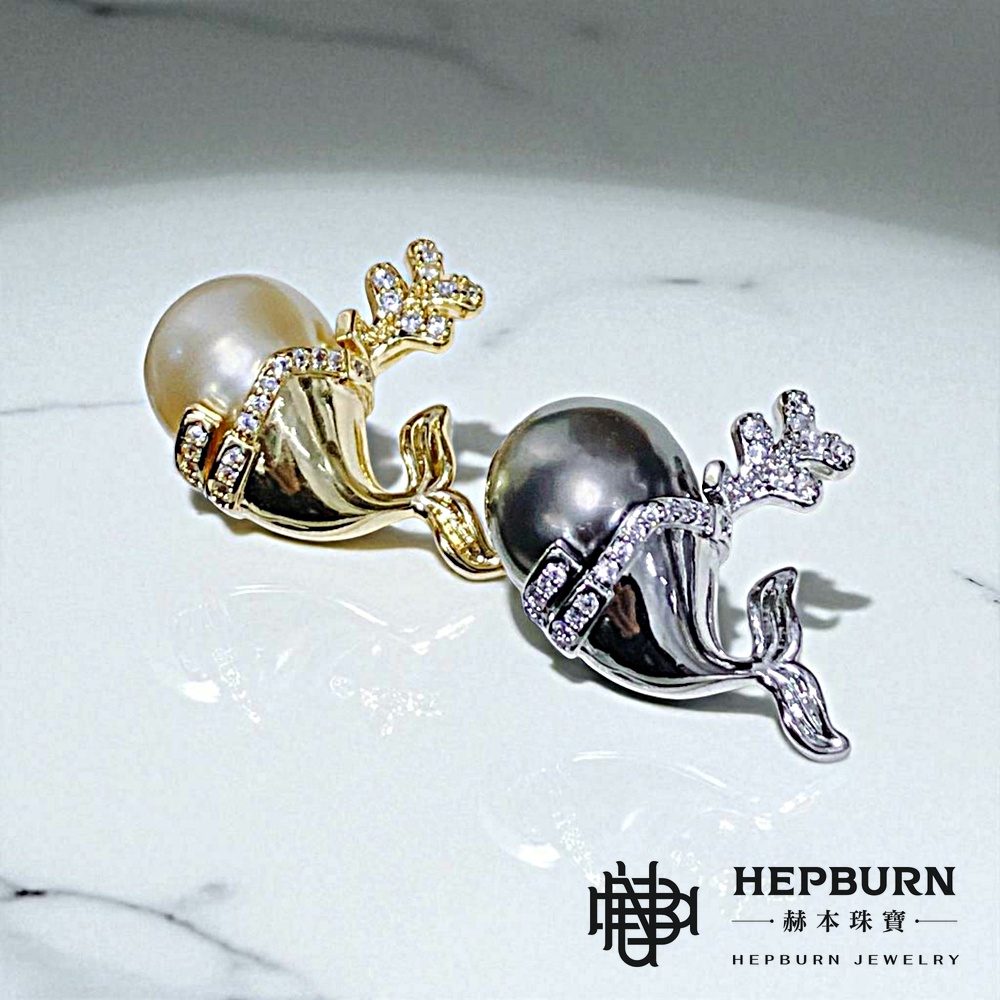 【赫本珠寶】設計款-天然大溪地海水黑珍珠鯨魚吊墜,QueenDom,赫本珠寶,大溪地黑珍珠,海水珍珠吊墜,鯨魚飾品