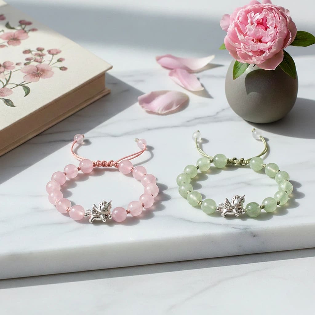 【赫本珠寶】設計款-天馬啟運 · 999純銀粉水晶手鍊,葡萄石,999純銀,天馬啟運,希望之石,開運手鍊