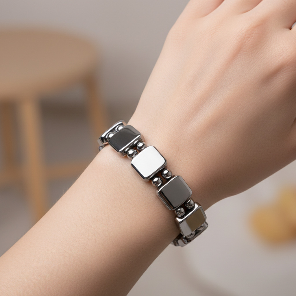 【赫本珠寶】量子x太赫茲雙珠方塊手排｜能量共振｜釋放量子能量與太赫茲波,健康飾品,科技美學,能量守護,循環舒緩,太赫茲波