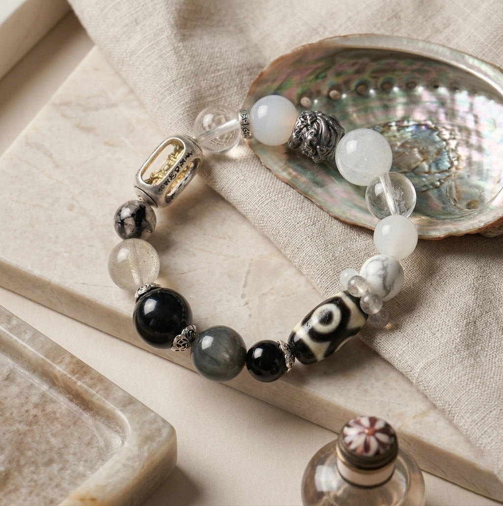 【赫本珠寶】五行啟運系列 · 無量水金五行手串 | 水走財｜金守序｜流而不散 | 男女款,QueenDom,赫本珠寶,五行手串,木水五行,五行補運