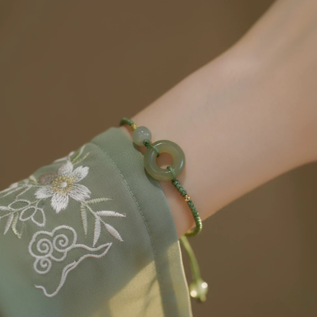 【赫本珠寶】和田玉平安扣復古繩國風手鍊,金髮晶,貔貅手鍊,招財水晶,曜金啟富,7mm手鍊