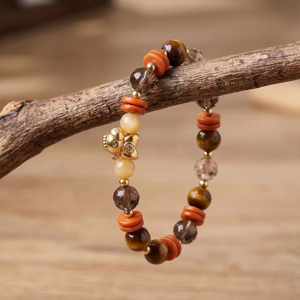【赫本珠寶】設計款 - 馬上有錢 · 虎眼石馬蹄貝手鍊,能量守護,質感開運,事業成功,天然石珠寶,招財設計