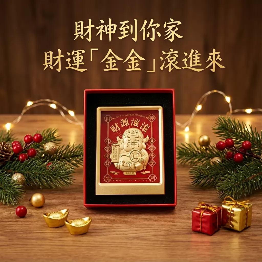 【赫本珠寶】黃金財神擺件 - 八方來財 · 財神守位（含金量20mg）